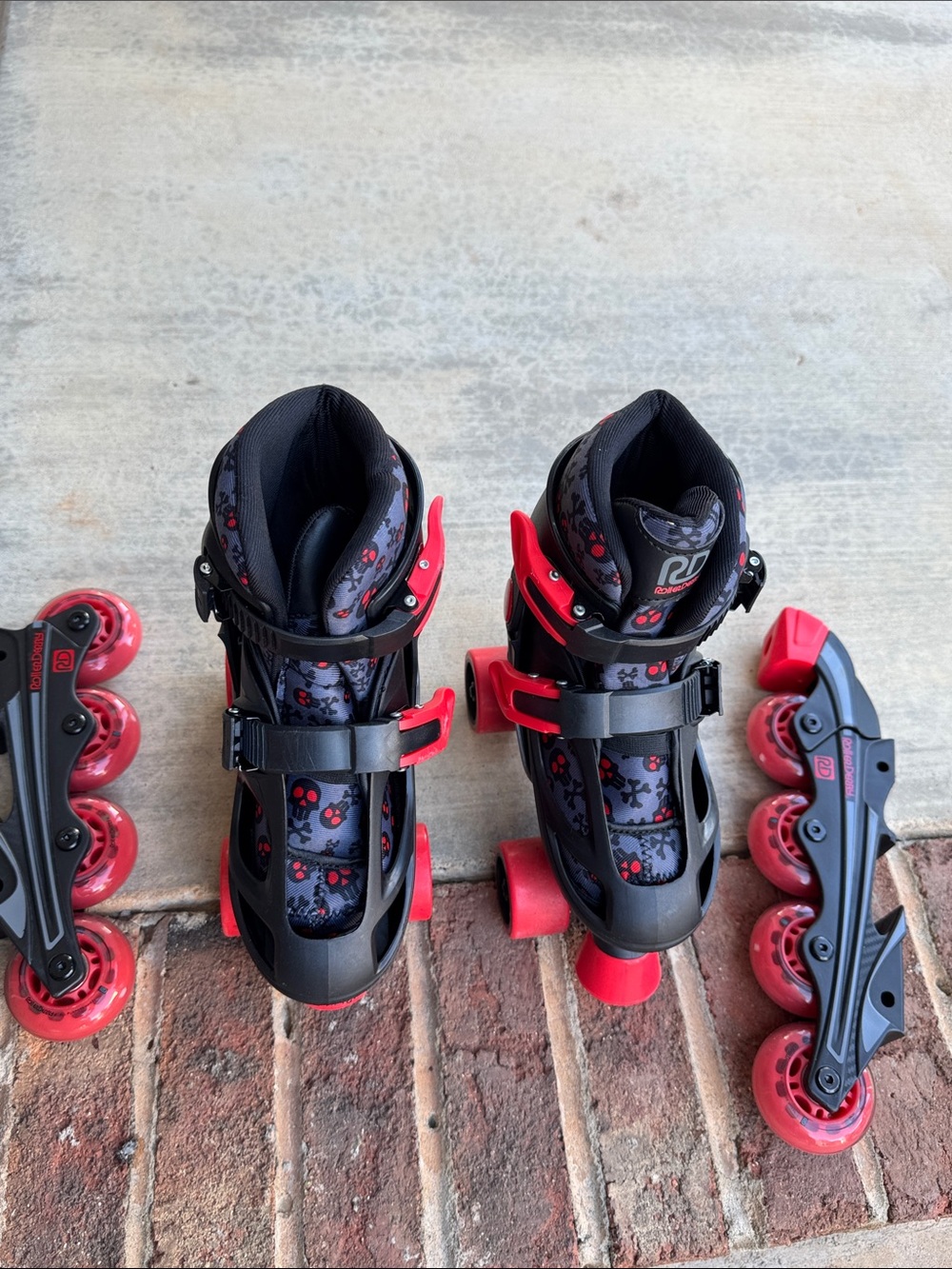 Kids Adjustable Inline and Quad Skates - Black & Red